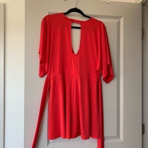Express Other - Red v-neck romper w/ tie Express Other - Red v-neck romper w/ tie